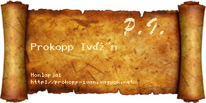 Prokopp Iván névjegykártya